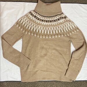Tommy Hilfiger Fair Isle Tan Turtleneck Sweater